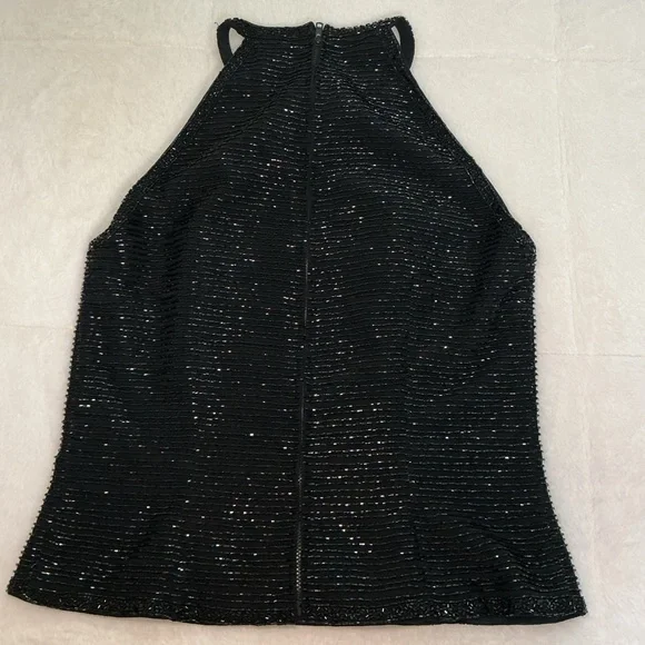 Vintage Black Sequin Halter Tank Top - Picture 5 of 8